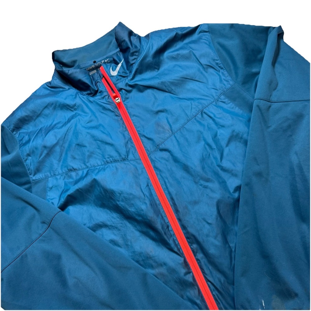 Nike Golf Jacket Mens Lg Blue Full Zip Windbreaker Lightweight Mock Activewear